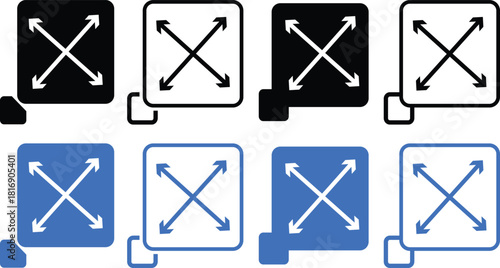  set of vector illustrations maximize line icons, expanding arrow line icon symbols,Expand icon vector set full screen white background.
