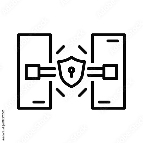 Line art icon of a measuring cup with liquid inside and measurement markings, isolated on