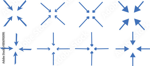 maximize and minimize line Arrows icon set, expanding arrow line icon symbol, expanding arrow line icons on white background.
