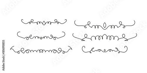 Set of Vintage decorative lines. text dividers. Line border. Lines separators, Borders, Set of various doodle style line dividers and arrow icons for design