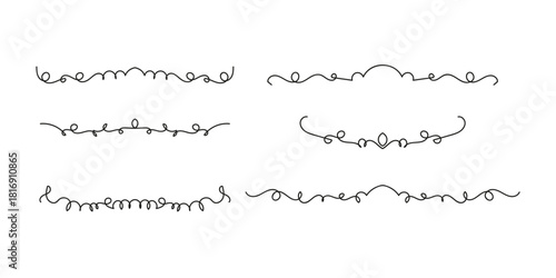 Set of Vintage decorative lines. text dividers. Line border. Lines separators, Borders, Set of various doodle style line dividers and arrow icons for design