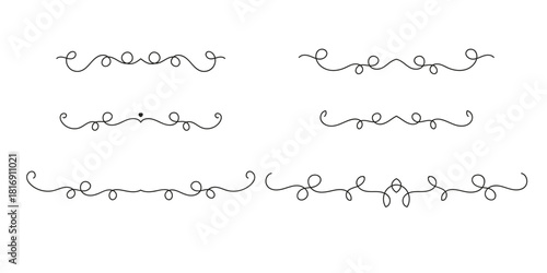 Set of Vintage decorative lines. text dividers. Line border. Lines separators, Borders, Set of various doodle style line dividers and arrow icons for design