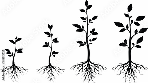 Witness the Stages of Growth and Development with this Plant Illustration, a Symbol of Progress and Resilience, Perfect for Educational or Business Concepts