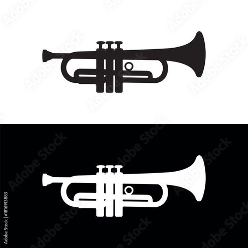 Trumpet Silhouette Icon Set | Musical Instrument Vector Graphic