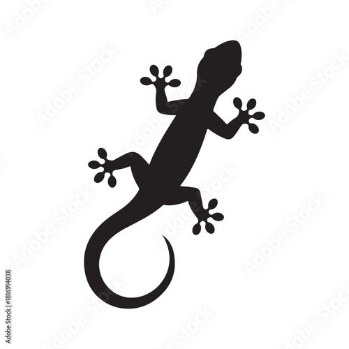 Gecko Lizard Silhouette Vector Illustration