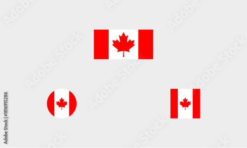 Professionelles 3-er Flaggen Set Kanada – Standard, Rund & Quadratisch (Korrektes Seitenverhältnis / Korrekte Farbdarstellung)