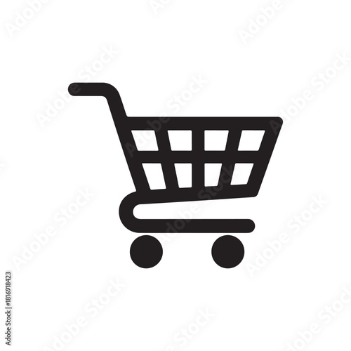 Black Shopping Cart Icon Graphic