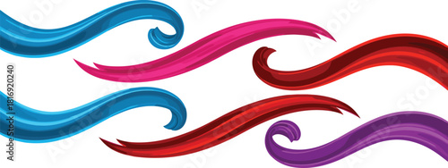Colorful abstract flowing ribbon wave shapes background, vibrant decorative swirl elements, modern dynamic design clipart