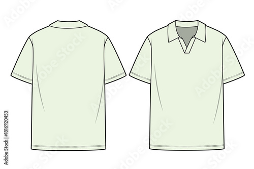 Male polo shirts technical flat design vector mockup template.