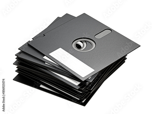 5.25 inch floppy disks isolated on transparent background. 3D illustration