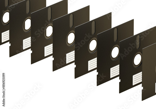 5.25 inch floppy disks isolated on transparent background. 3D illustration
