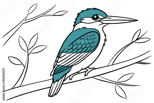 Colorful Kingfisher Bird Minimalist Vector Artwork