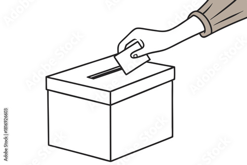 Charity Box Donation Hand Gesture Minimalist Vector Art