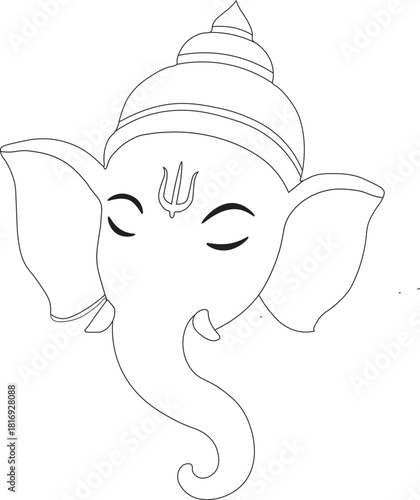 Line art illustration of lord ganesha hindu deity