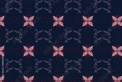 A high-contrast Dark Navy and red geometric tile, perfect for masculine accessories or sophisticated brand identity assets.