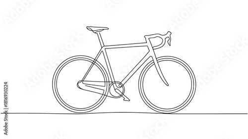 Road Bicycle Outline Line Art Minimalist Style Continuous Single One Drawn Design Vector Illustration of Cycling Sport Vehicle Simple Graphic with Pedal Handlebar Saddle