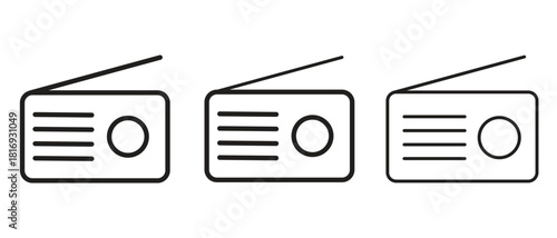 Minimal line radio icons set - stock vector.