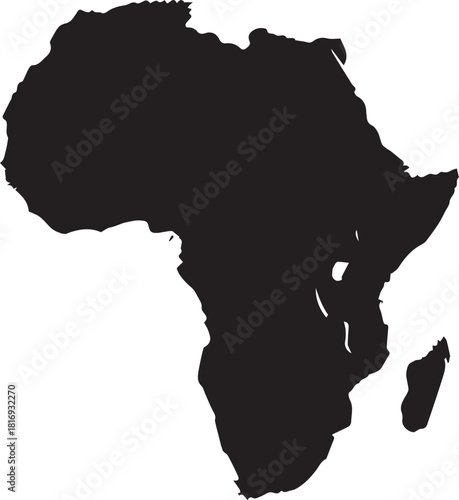 Black silhouette of the continent of africa on a white background