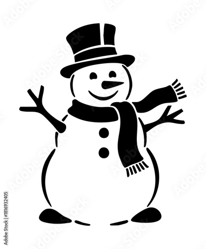Festive snowman illustration wearing a top hat and scarf bringing joy to winter holidays and Christmas celebrations with traditional charm