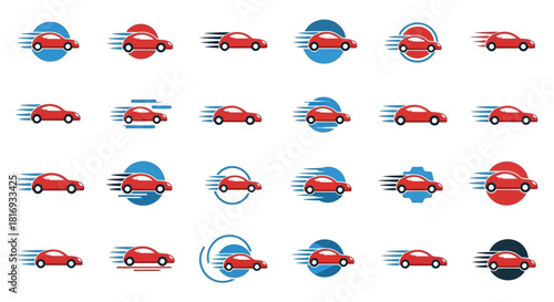 Collection of dynamic car logos showcasing speed and mobility for automotive brands