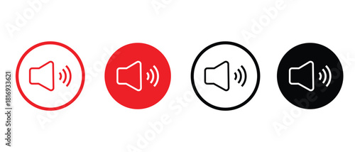 Volume Speaker Icon Set - stock vector.
