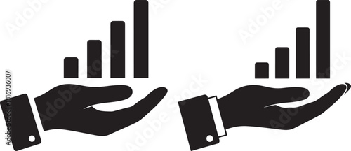 Hands holding growing bar chart silhouette