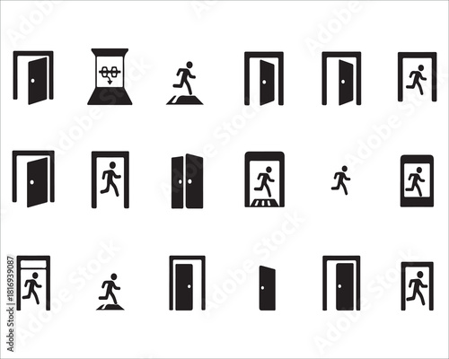 Black and white vector icons representing different possibilities and choices