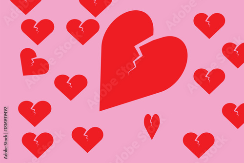 Red Heart Seamless Pattern on Pink Background. Infuse Your Designs with Love and Passionate Energy. Romantic love valentine's day heart seamless pattern. pink and red hearts. Eps 10.