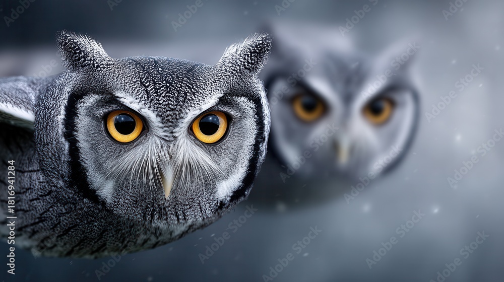 Naklejka premium Two owls face-to-face