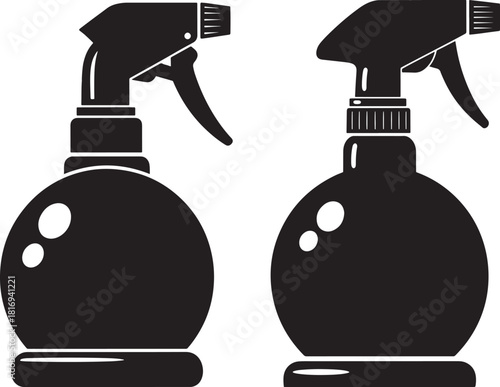 Two black spray bottles silhouette