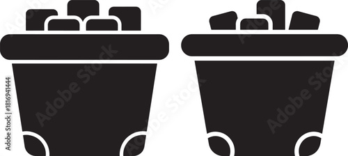 Two pots filled with cubes silhouette