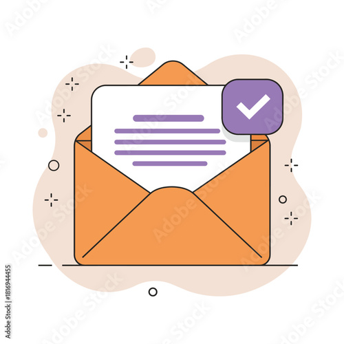 Email Confirmation Vector Icon Concept Approved Mail Delivery Tick
