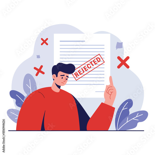 Rejection Concept Man Looking At Rejected Document Status