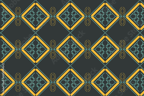 A dark, complex geometric pattern in mustard yellow and deep grey, perfect for men's formalwear or high-end accessories.