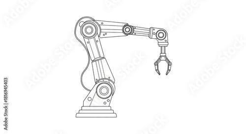 Detailed illustration of a robotic arm, symbolizing automation and industrial progress.