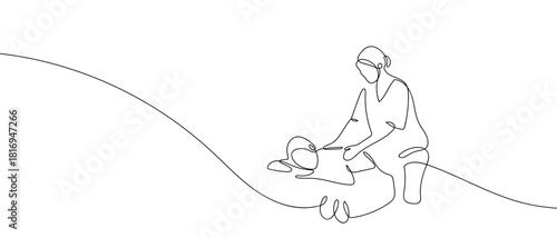 Spa massage in one continuous line one line vector illustration Editable stroke.