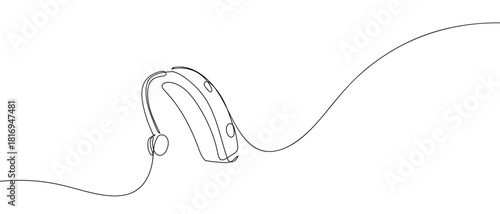 Hearing aids for the deaf in one continuous line one line vector illustration Editable stroke.
