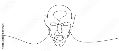 Vampire in one continuous line one line vector illustration Editable stroke.