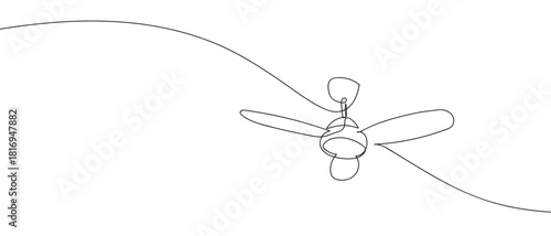 Ceiling fan in one continuous line one line vector illustration Editable stroke.