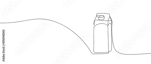 Juice box in one continuous line one line vector illustration Editable stroke.