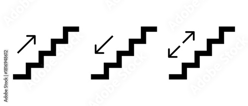 Stair icon. Staircase up, down. Step on the ladder. Upstairs and downstairs.