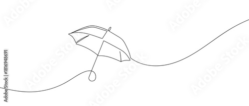 Rain umbrella in one continuous line one line vector illustration Editable stroke.