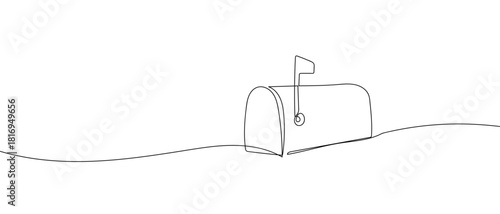 Mailbox in one continuous line one line vector illustration Editable stroke.