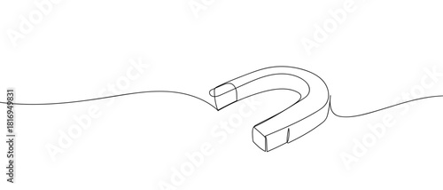U-shaped magnet in one continuous line one line vector illustration Editable stroke.