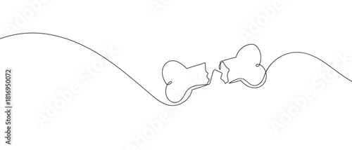 A broken bone in one continuous line one line vector illustration Editable stroke.