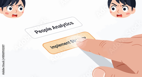Hand Tapping "Implement Strategy" Button for People Analytics