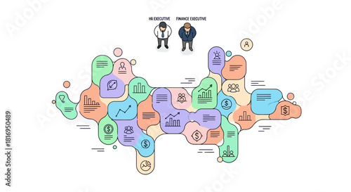 Abstract Business Strategy Flowchart for Executive Decision Making