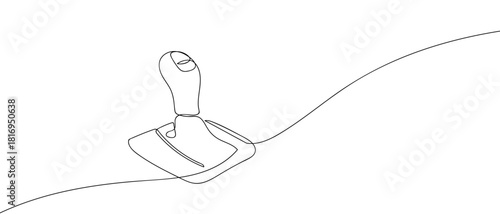 Car gear lever in one continuous line one line vector illustration Editable stroke.