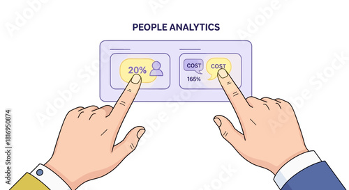 Hands Interacting with People Analytics HR Metrics Dashboard