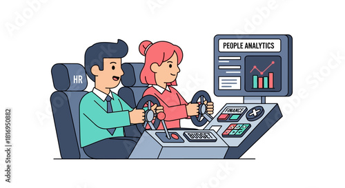 HR People Analytics and Finance Business Management Illustration